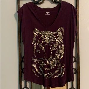 Sequin Tiger Head Shirt